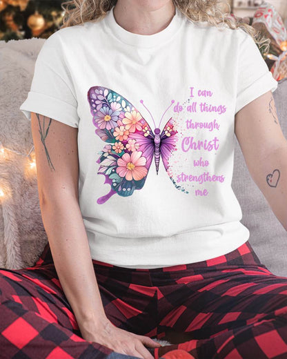 Jesus Shirts Apparel And Accessories I Can Do All Things Through Christ Pretty Butterfly Unisex-Adul