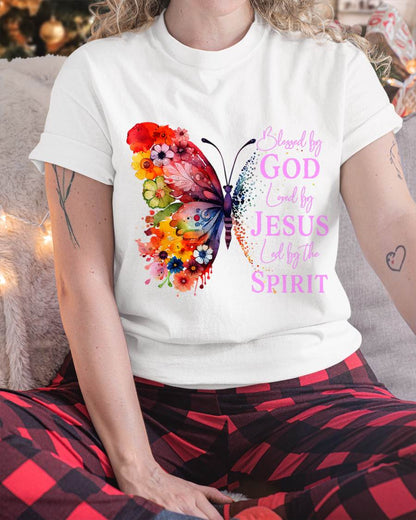 Blessed by God Loved by Jesus Butterfly T-Shirt