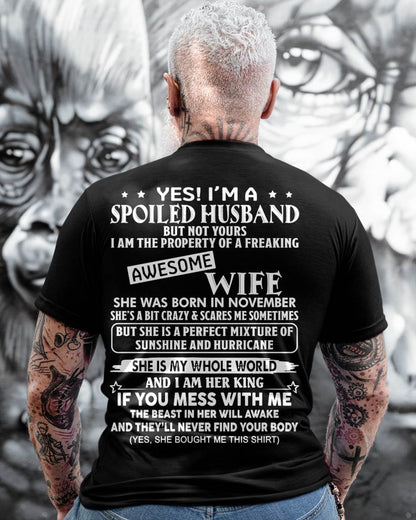 NOVEMBER, I AM THE PROPERTY OF A FREAKING AWESOME WIFE Gift T Shirt from Wife for Husband – SNOW MALE11 (SKU12-232-11)