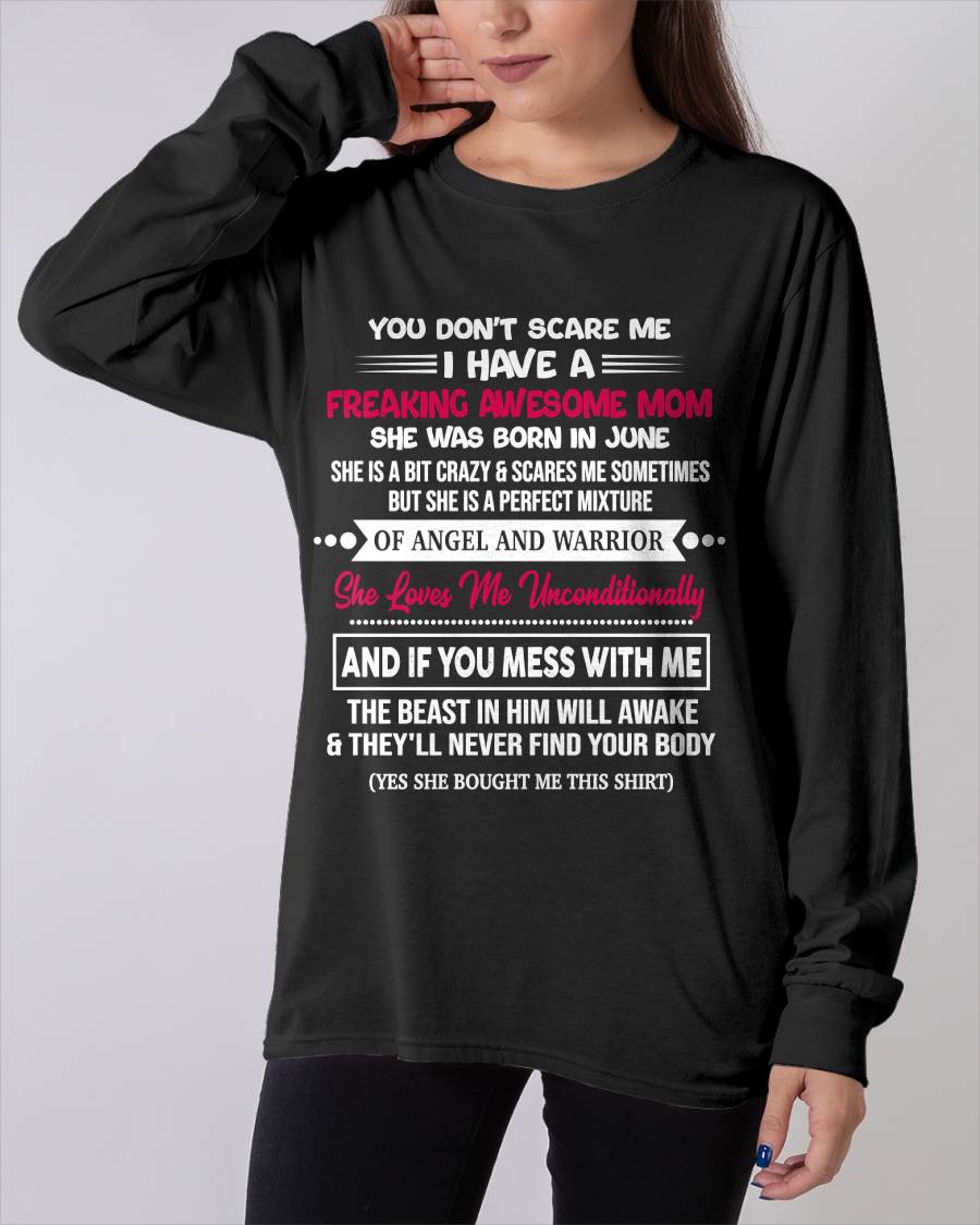 JUNE, SHE LOVES ME UNCONDITIONALLY - GIFT T SHIRT FROM MOM FOR DAUGHTER - SNOW06 (SKU2603-250-06)