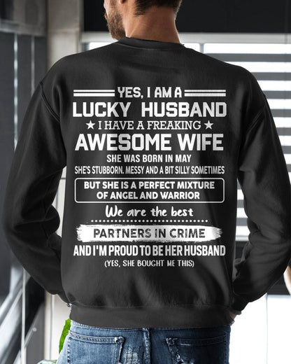 MAY, YES, I AM A LUCKY HUSBAND - GIFT T SHIRT FROM WIFE FOR HUSBAND - SNOW MALE05 (SKU2602-17-05)