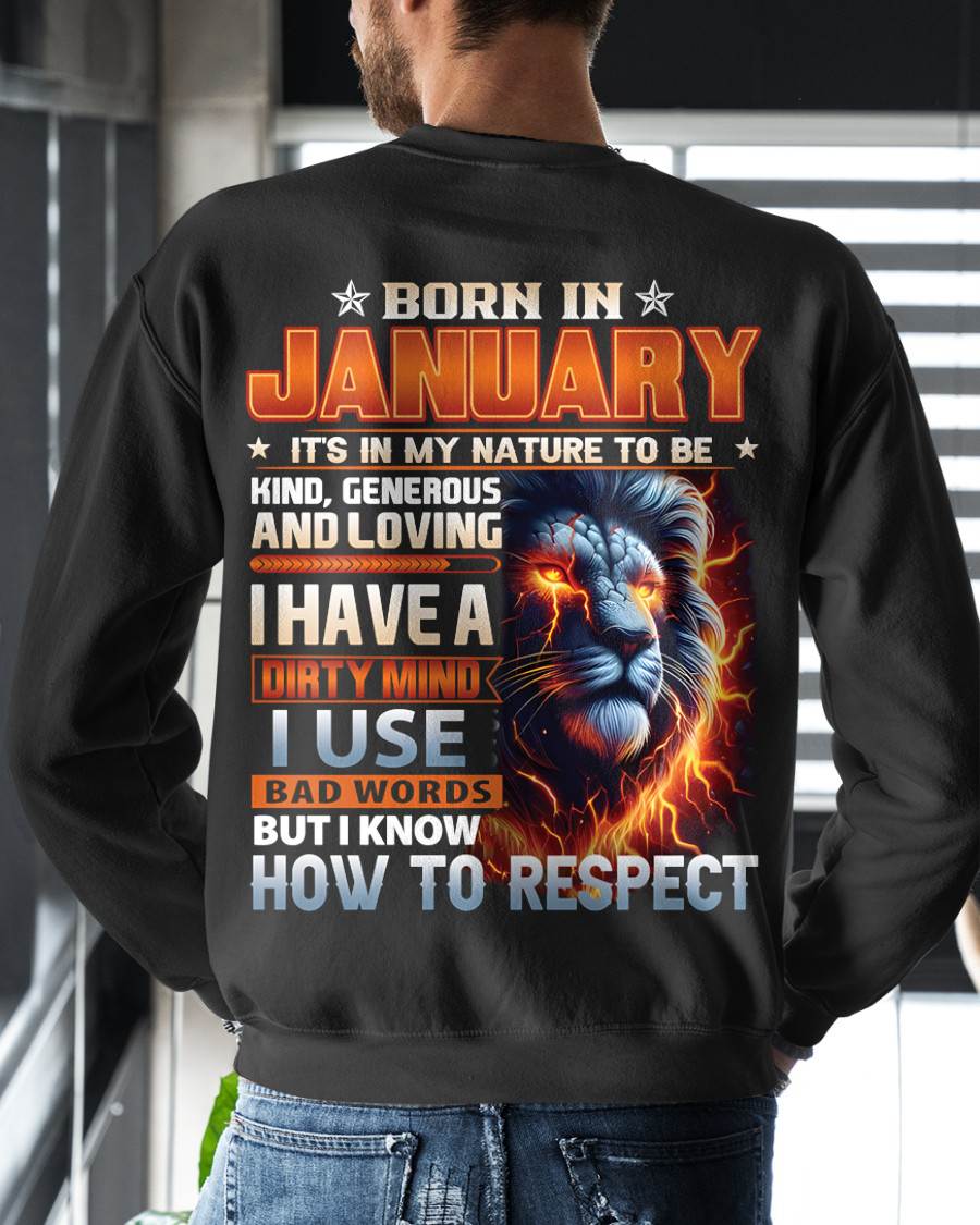 JANUARY, I KNOW HOW TO RESPECT – SNOW MALE01 (SKU08-84-01)