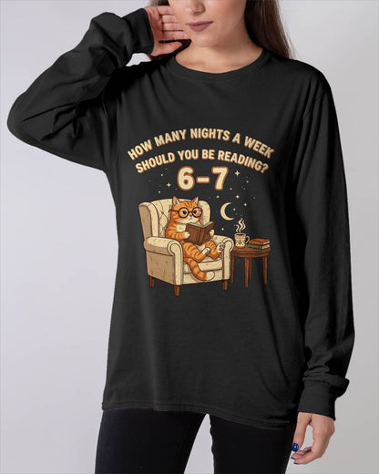 Funny Cat Reading 6-7 Meme English Teacher Book Lover Humor T-Shirt