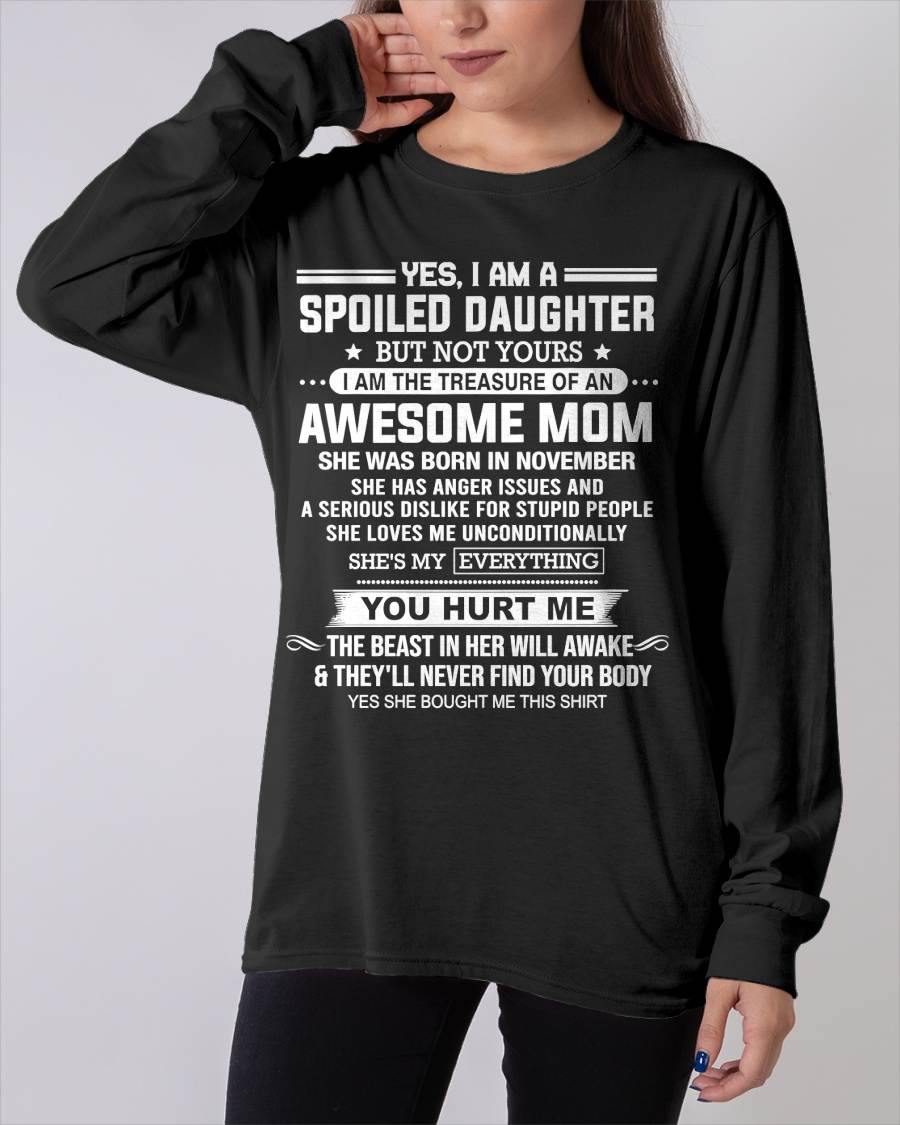 NOVEMBER, I AM THE TREASURE OF AN AWESOME MOM - GIFT T SHIRT FROM MOM FOR DAUGHTER - SNOW11 (SKU2603-366-11)