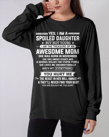 NOVEMBER, I AM THE TREASURE OF AN AWESOME MOM - GIFT T SHIRT FROM MOM FOR DAUGHTER - SNOW11 (SKU2603-366-11)