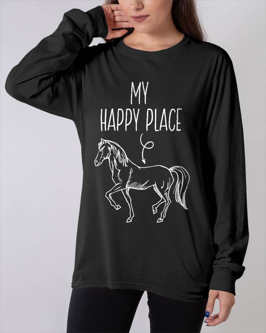 My Happy Place Horse Lover Gifts Horseback Riding Equestrian T-Shirt Small