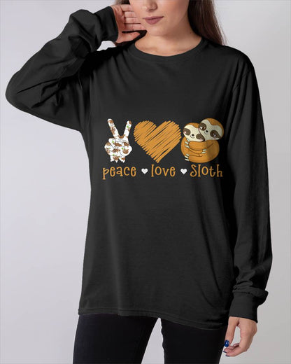 Peace Love Sloth Hand Sign Heart Sloth Lovers T-Shirt