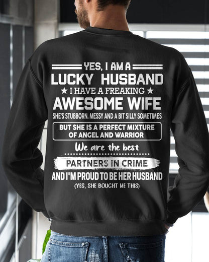 00, YES, I AM A LUCKY HUSBAND - GIFT T SHIRT FROM WIFE FOR HUSBAND - SNOW MALE00 (SKU2602-17-00)