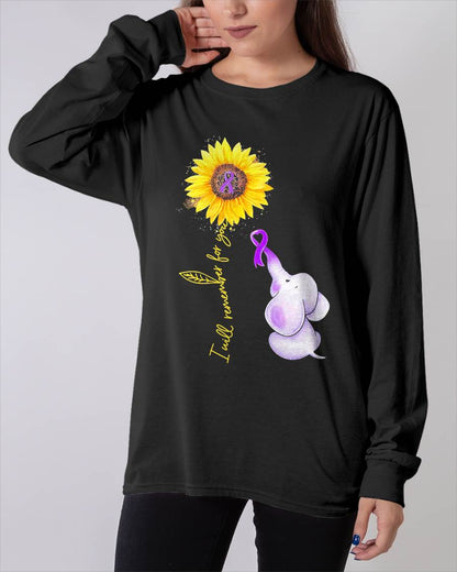 Elephant I Will Remember for You Sunflower Alzheimer T-Shirt