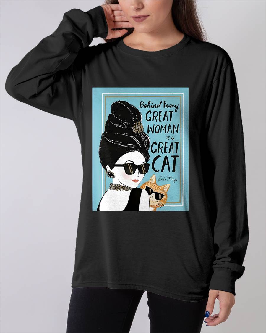 Cats Behind Every Great Woman There Is A Great Cat T-Shirt