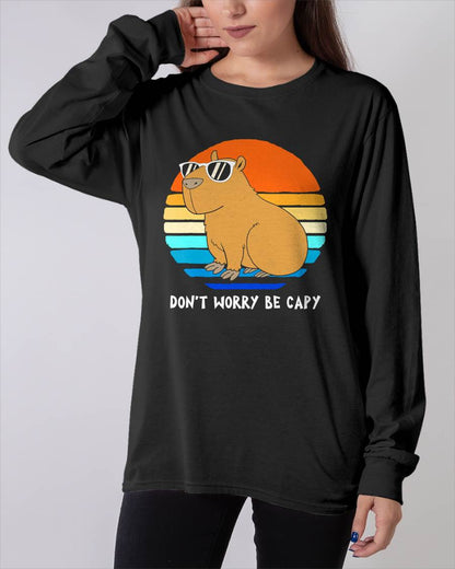Retro Rodent Funny Capybara Dont Be Worry Be Capy T-Shirt Small
