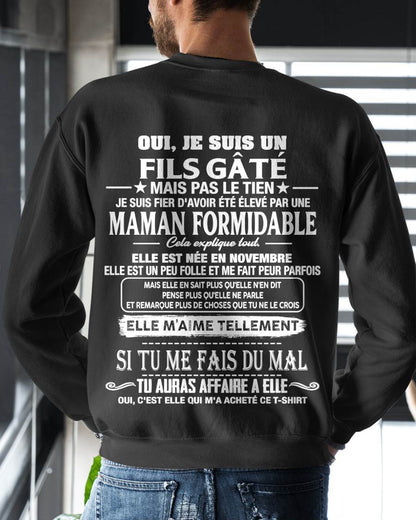NOVEMBRE, OUI, JE SUIS UN FILS GÂTÉ MAIS PAS LE TIEN - gift t shirt from mom for son - SNOW FRM11 (SKU2606-164-11)