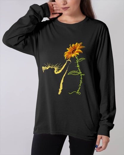 Cat Sunflower Gifts for Cat Lovers, Cat Mom, Cat Lady, Women T-Shirt (SKU-SNOW-04)