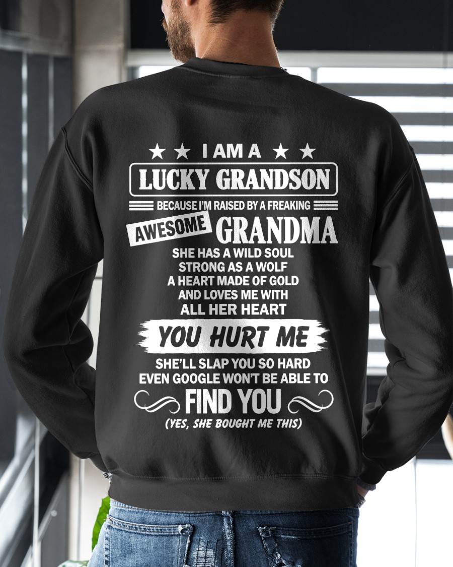 00, I AM A LUCKY GRANDSON - SHIRT FROM GRANDMA TO GRANDSON - SNOW00 (SKU2609-335-00)