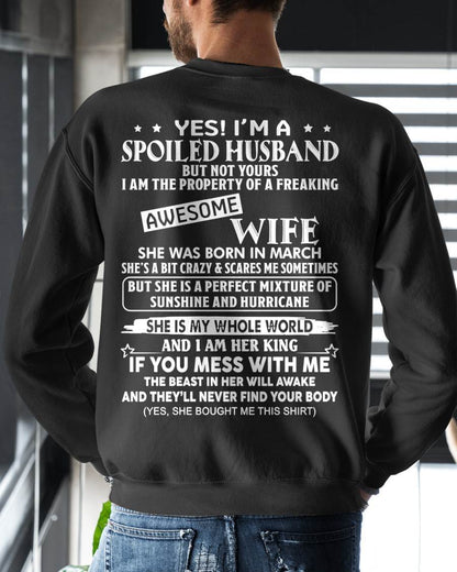 MARCH, I AM THE PROPERTY OF A FREAKING AWESOME WIFE Gift T Shirt from Wife for Husband – SNOW MALE03 (SKU12-232-03)