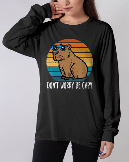 Dont Worry Be Capy Capybara Retro Men Boys Kids Youth Women T-Shirt