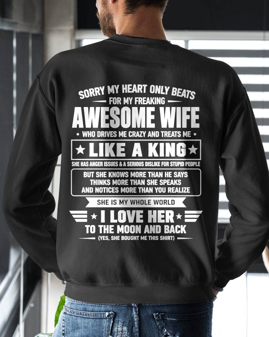 MY WIFE TREATS ME LIKE A KING-SHIRT FROM WIFE TO HUSBAND-SNOW00 (SKU2608-626-00)