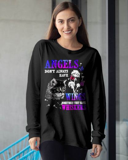 Angels Don't Always Have Wings Sometimes They Have Whiskers Cat Lover T-Shirt