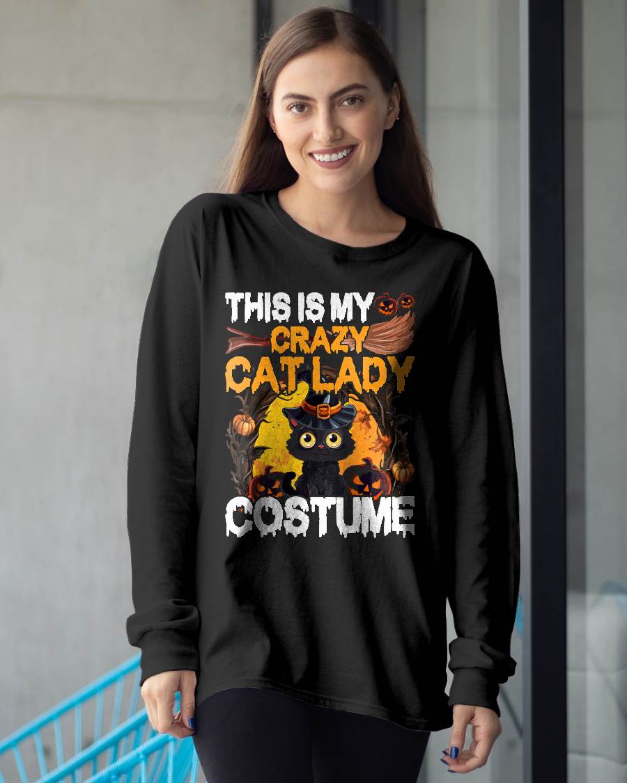 Crazy Cat Lady Costume Black Cat Funny Halloween Day T-Shirt
