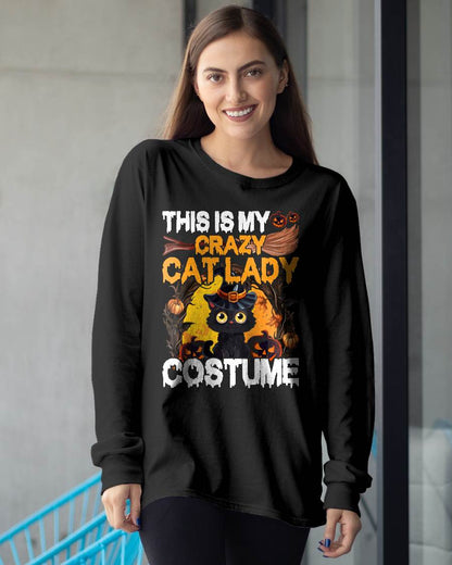 Crazy Cat Lady Costume Black Cat Funny Halloween Day T-Shirt