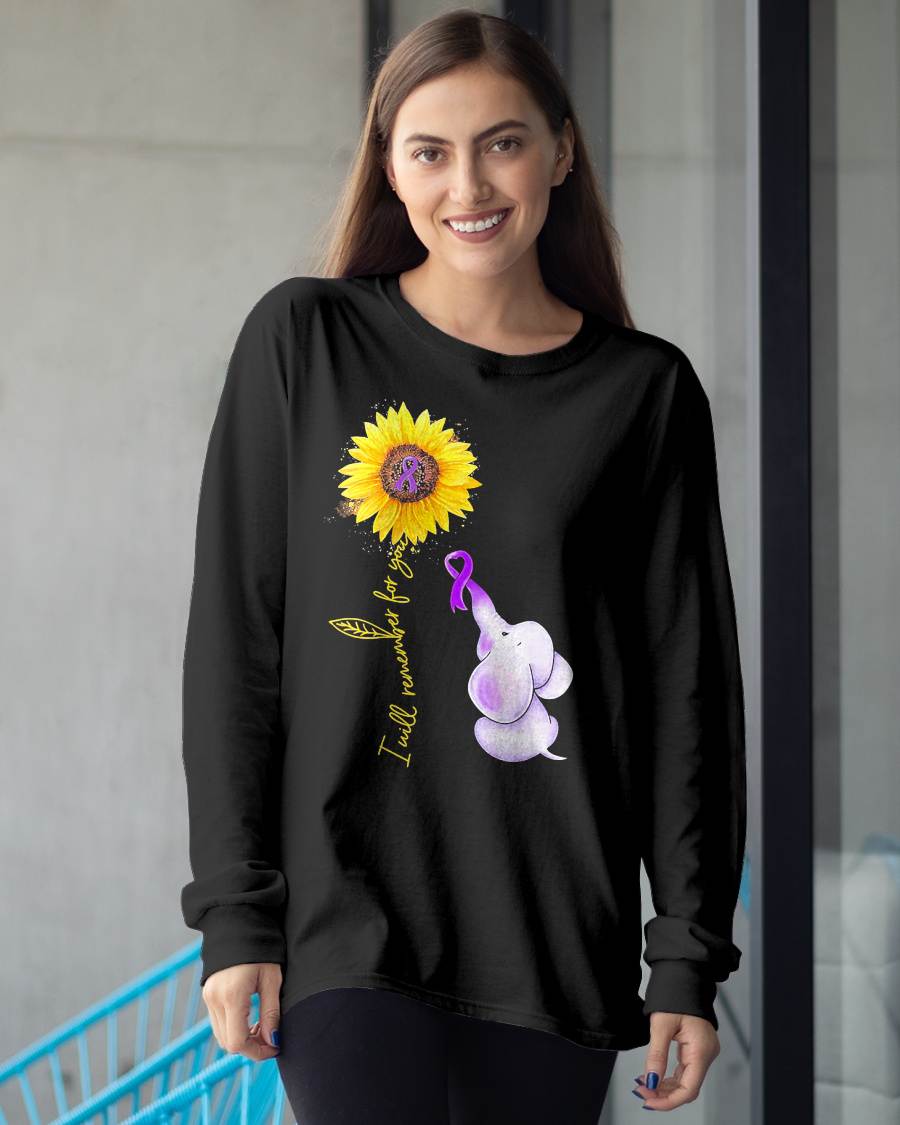 Elephant I Will Remember for You Sunflower Alzheimer T-Shirt