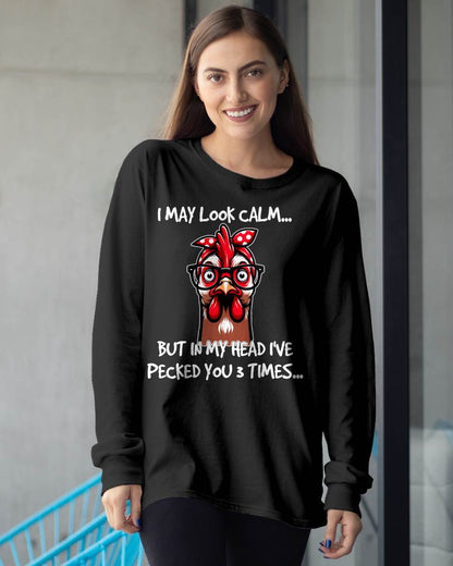 Chicken with Bandana Headband Glasses Funny for Women Girls T-Shirt