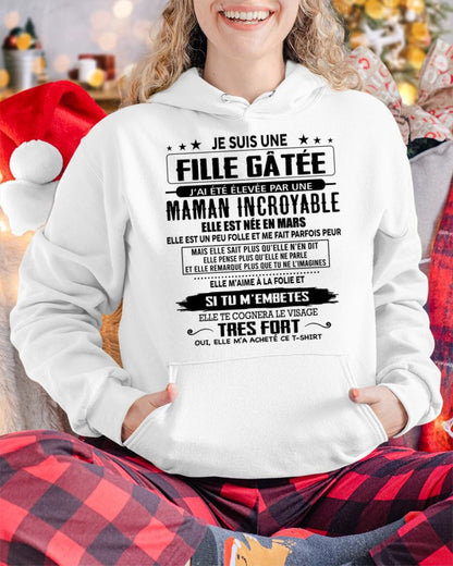 MARS - T-SHIRT JE SUIS UNE FILLE CHANCEUSE – CADEAU TOUCHANT DE MAMAN INCROYABLE - fr03 / SNOW03 (SKU26T-0190-03)