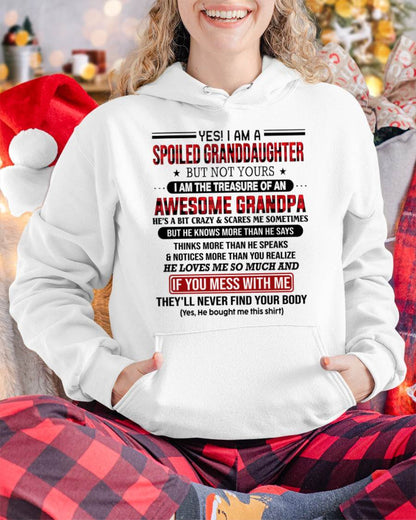 YES! I'M A SPOILED GRANDDAUGHTER - GIFT FROM GRANDPA - snow00 (SKU26T-01317-00)