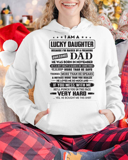November - Lucky Daughter of Awesome Dad - Perfect Gift For Daughter From Dad - SNOW11 (SKU08-47-11)