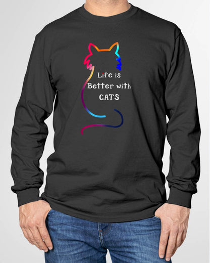 Cat Life is Better with Cats Colorful T-Shirt