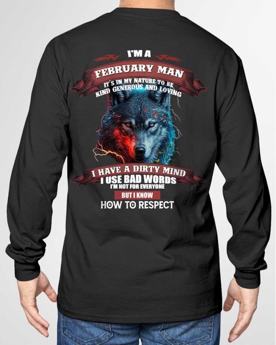 FEBRUARY - KNOW HOW TO RESPECT - BIRTHDAY T-SHIRT FOR MEN - snow02 / male (SKU12-162-02)