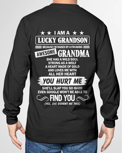 00, I AM A LUCKY GRANDSON - SHIRT FROM GRANDMA TO GRANDSON - SNOW00 (SKU2609-335-00)