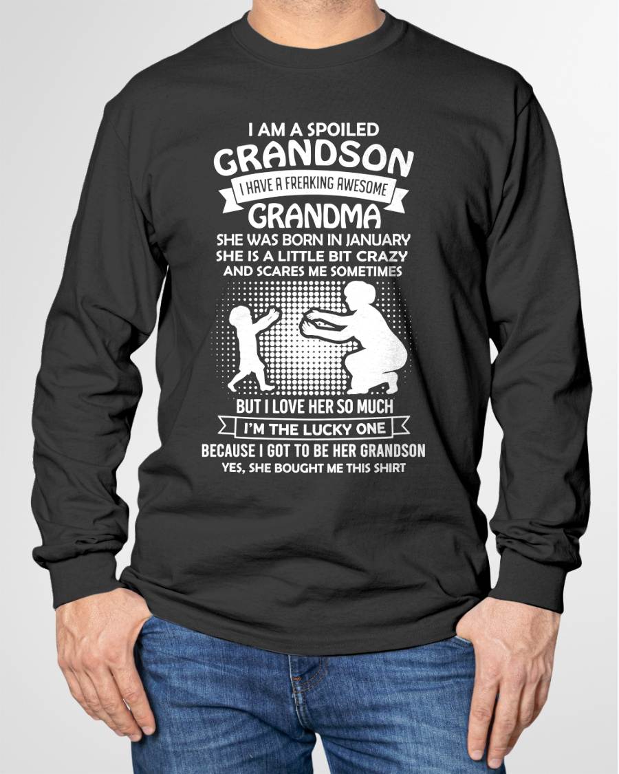 JANUARY, I HAVE A FREAKING AWESOME GRANDMA - GIFT T SHIRT FROM GRANDMA TO GRANDSON - SNOW01 (SKU2604-217-01)