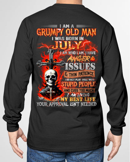 JULY - GRUMPY OLD MAN T-SHIRT - FUNNY SKULL ANGER ISSUES TEE - PERFECT GIFT FOR MEN snow07 / male (SKU12-319-07)