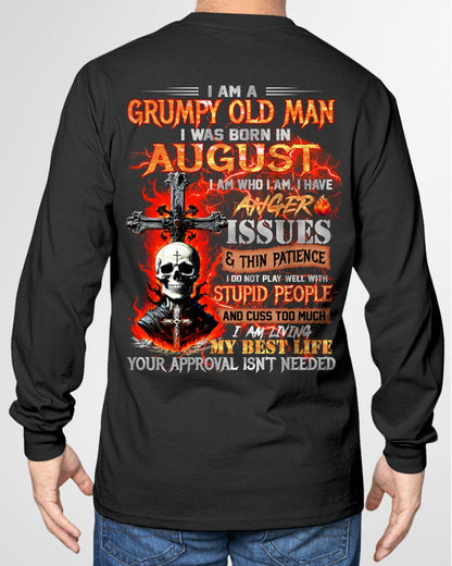 AUGUST - GRUMPY OLD MAN T-SHIRT - FUNNY SKULL ANGER ISSUES TEE - PERFECT GIFT FOR MEN snow08 / male (SKU12-319-08)