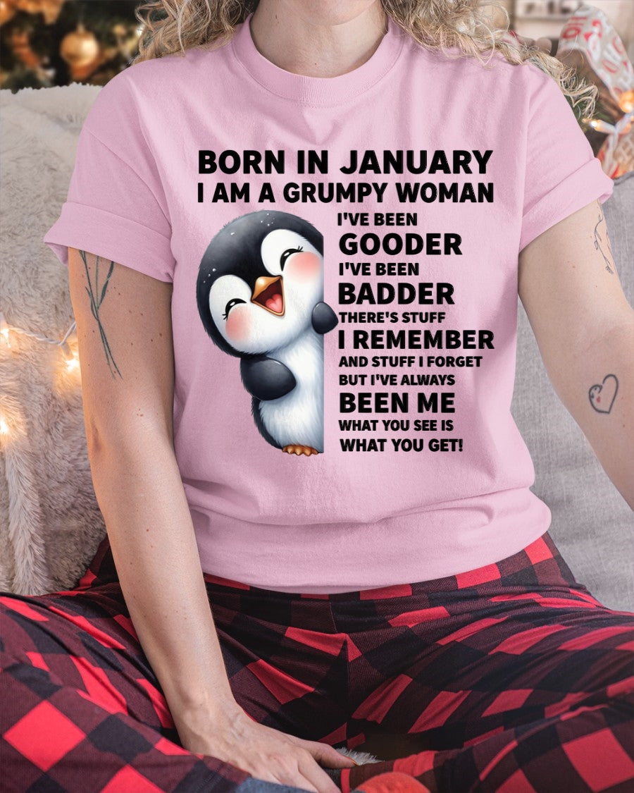 BORN IN JANUARY I AM A GRUMPY WOMAN SNOW01 FMA (SKU09-95-01)