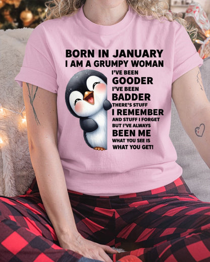 BORN IN JANUARY I AM A GRUMPY WOMAN SNOW01 FMA (SKU09-95-01)
