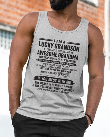I Am A Lucky Grandson T-Shirt – Birthday Gift From September Grandma / Woman - snow09 (SKU11-29-09)