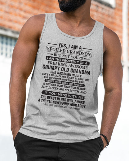 Yes I’m A Stubborn Grandson T-Shirt – Birthday Gift From July Grandma / Woman - snow07 (SKU10-171-07)