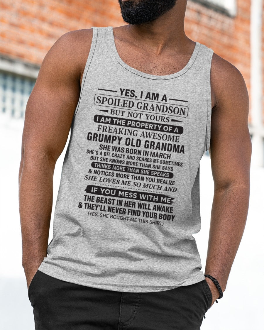 Yes I’m A Stubborn Grandson T-Shirt – Birthday Gift From March Grandma / Woman - snow03 (SKU10-171-03)