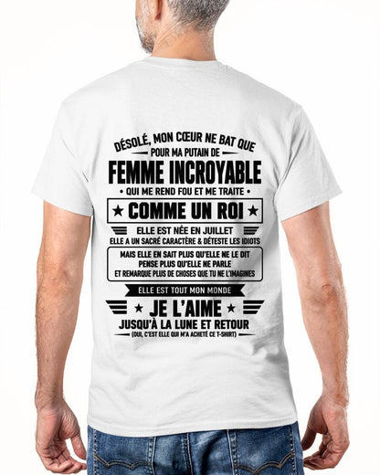 JUILLET T-SHIRT, JE L’AIME JUSQU’À LA LUNE ET RETOUR - T-SHIRT DE FEMME POUR SON MARI - SNOW07 (SKU2609-32-07)