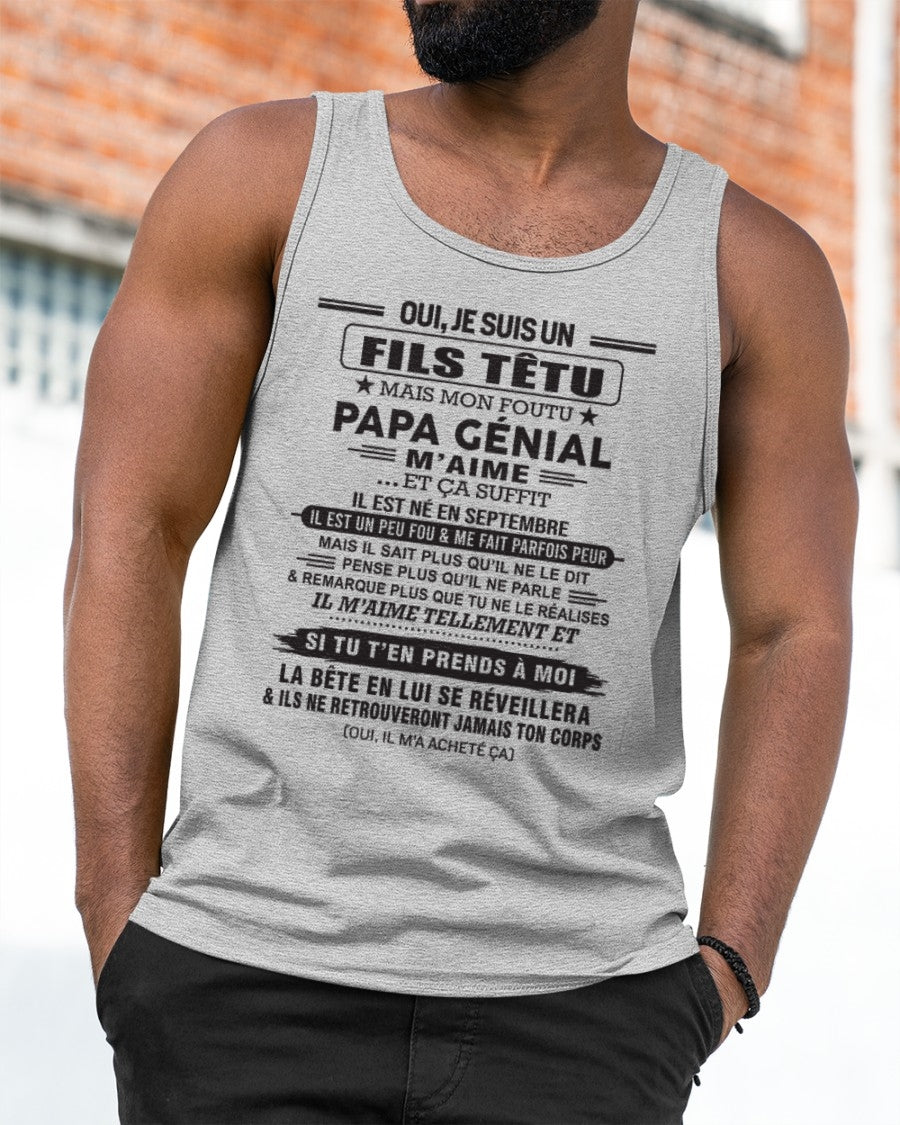 SEPTEMBRE - Oui, je suis un garçon têtu – T-shirt | Cadeau d’anniversaire de papa pour son fils - snow09 / fr09 (SKU12-260-09)