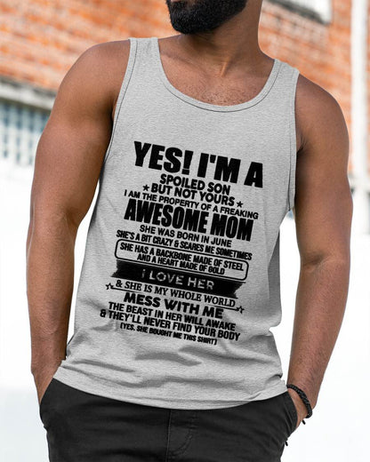 JUNE, I AM THE PROPERTY OF A FREAKING AWESOME MOM - GIFT T SHIRT FROM MOM TO SON - SNOW06 (SKU2603-08-06)