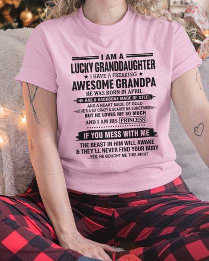 I Am A Lucky Granddaughter T-Shirt – Birthday Gift From April Grandpa / Man - snow04 (SKU11-122-04)