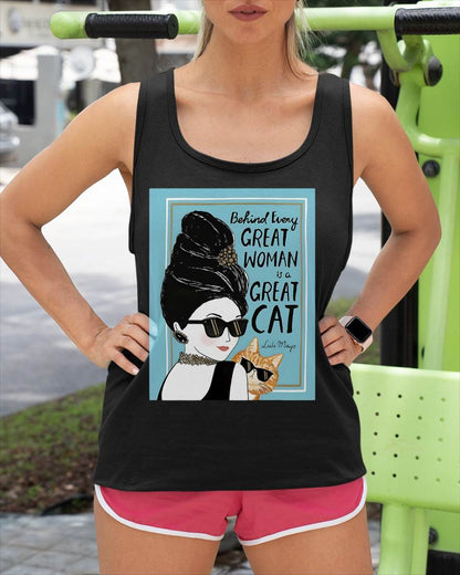 Cats Behind Every Great Woman There Is A Great Cat T-Shirt