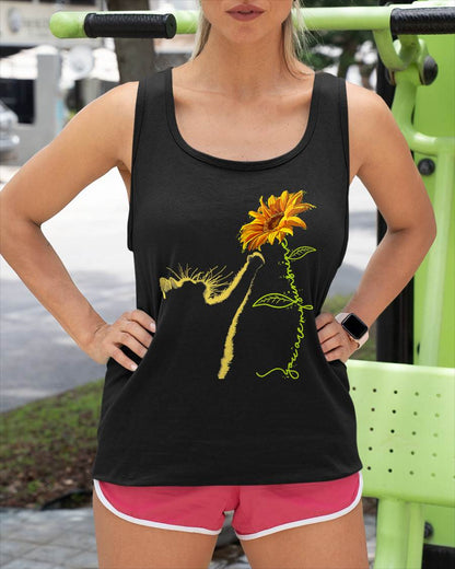 Cat Sunflower Gifts for Cat Lovers, Cat Mom, Cat Lady, Women T-Shirt (SKU-SNOW-04)