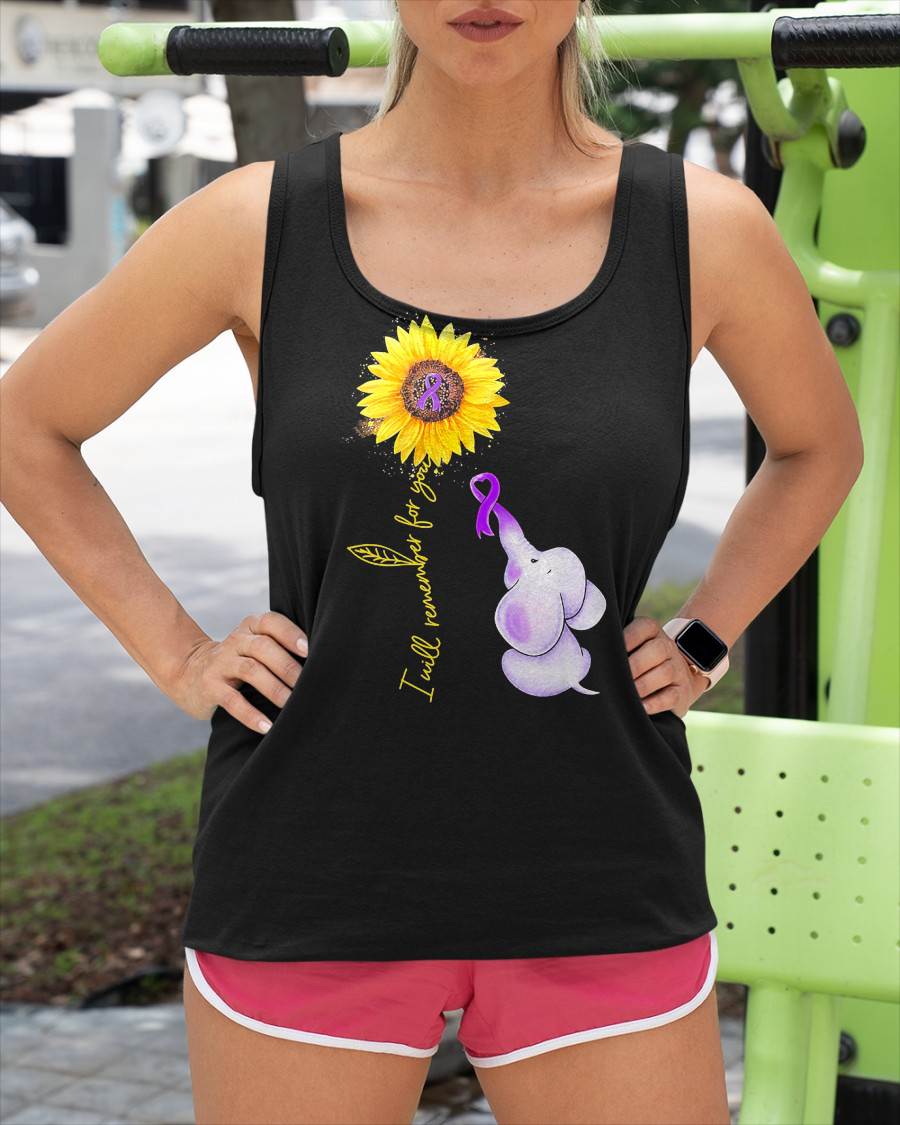 Elephant I Will Remember for You Sunflower Alzheimer T-Shirt