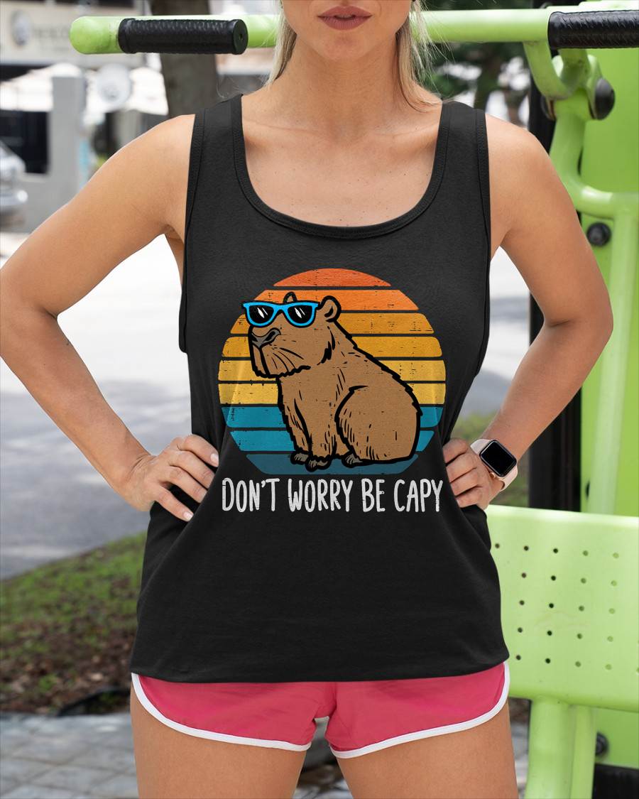 Dont Worry Be Capy Capybara Retro Men Boys Kids Youth Women T-Shirt