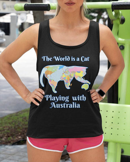 Funny World is a Cat Playing Map T-Shirt