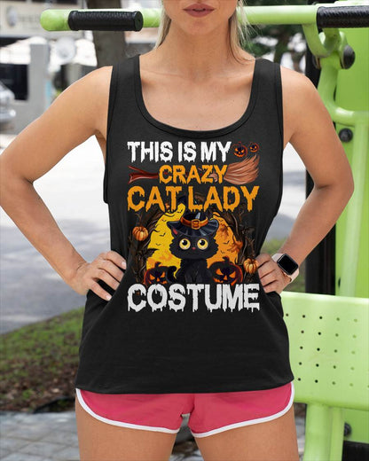 Crazy Cat Lady Costume Black Cat Funny Halloween Day T-Shirt